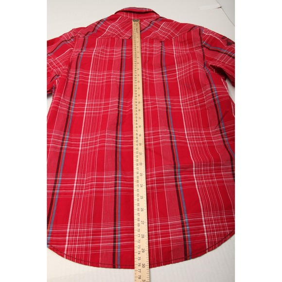 Fox Racing Shirt Mens Large Red Plaid Snap Front Western Long Sleeve Cotton - Picture 11 of 13